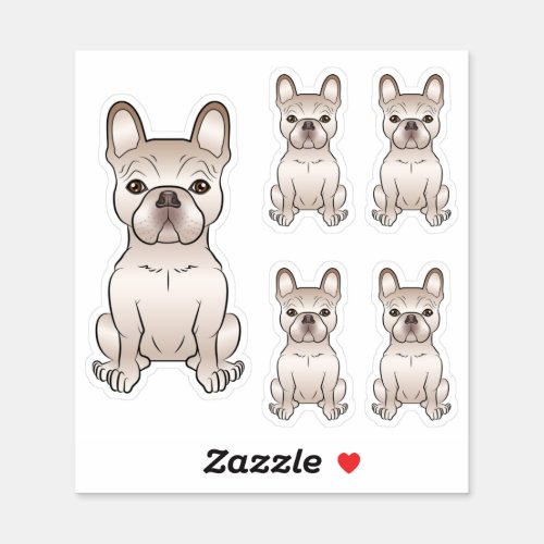 Cream French Bulldog Dog Sitting Illustrations Sticker