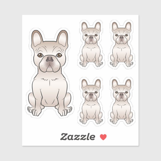 Cream French Bulldog Dog Sitting Illustrations Sticker (Sheet)