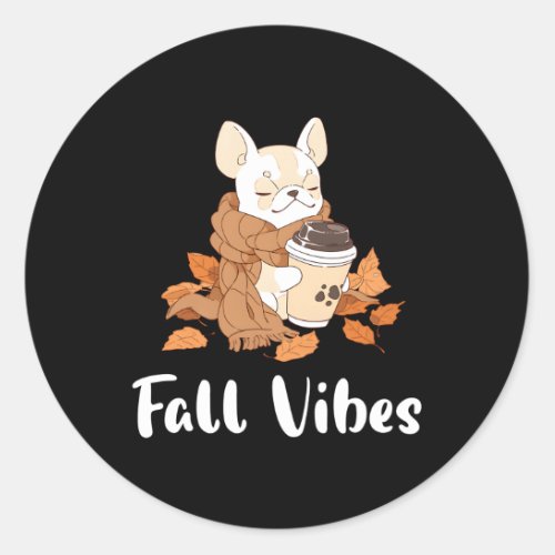 Cream French Bulldog Fall S Pumpkin Spice Latte Classic Round Sticker