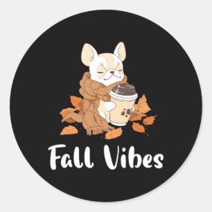 Cream French Bulldog Fall S Pumpkin Spice Latte Classic Round Sticker