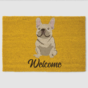 Cream French Bulldog Fiber Doormat