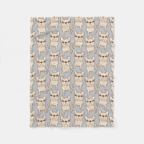 Cream French Bulldog Fleece Blanket