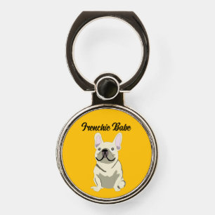 Cream French Bulldog, Frenchie Babe Phone Ring Stand