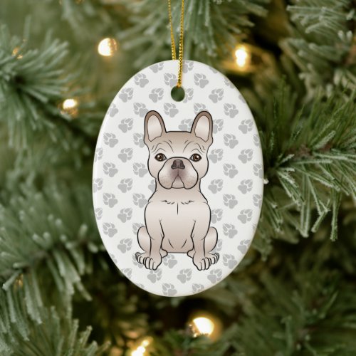 Cream French Bulldog  Frenchie Dog  Custom Text Ceramic Ornament