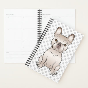 Cream French Bulldog / Frenchie Dog & Paws Planner