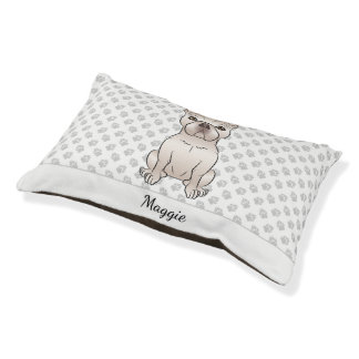 Cream French Bulldog / Frenchie Dog &amp; Pet's Name Pet Bed