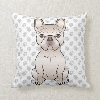 Cream French Bulldog / Frenchie Dog Sitting &amp; Paws Throw Pillow