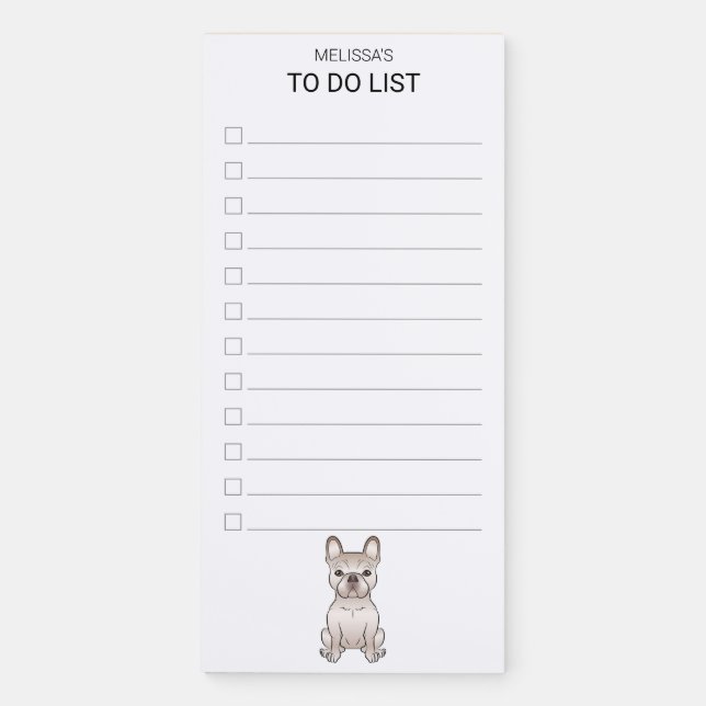 Cream French Bulldog / Frenchie Dog To Do List Magnetic Notepad (Front)