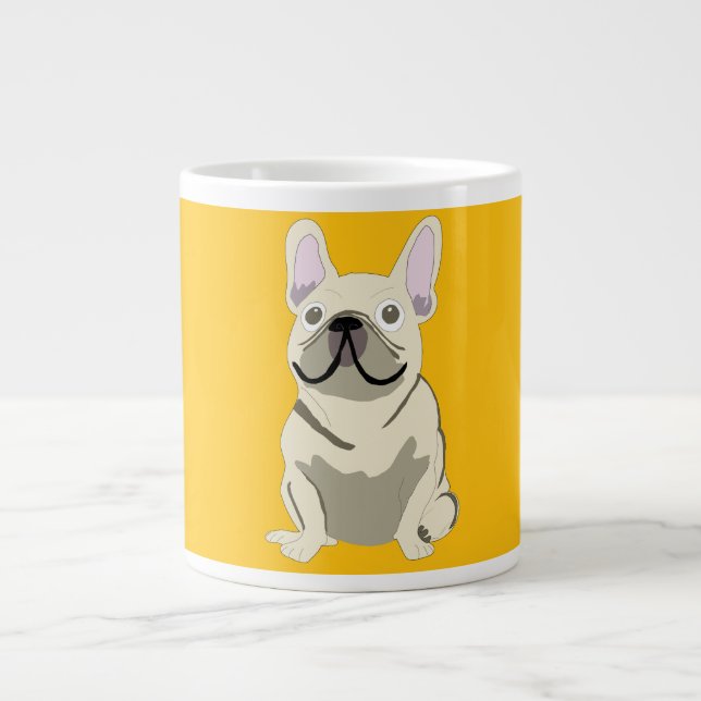 Cream French Bulldog Giant Coffee Mug (Front)