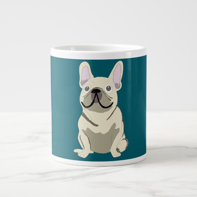 Cream French Bulldog Giant Coffee Mug (Front)