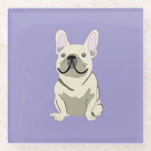 Cream French Bulldog,  Glass Coaster