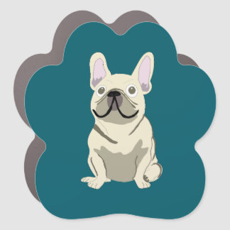 Cream French Bulldog, I Love my Dog Car Magnet