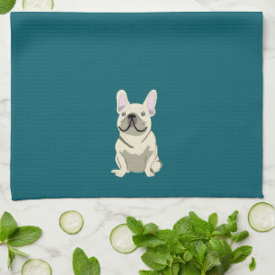 Cream French Bulldog, I Love my Dog Kitchen Towel