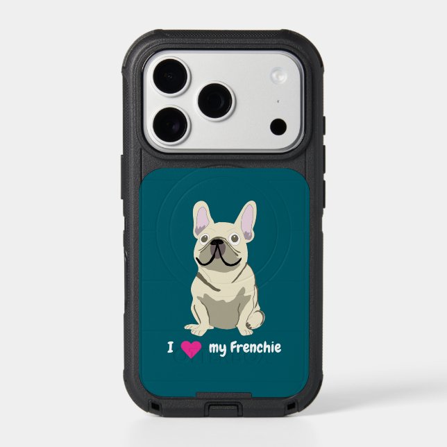 Cream French Bulldog, I Love my Dog Otterbox iPhone Case (Back)