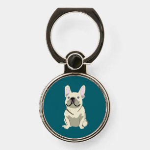 Cream French Bulldog, I Love my Dog Phone Ring Stand