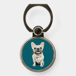 Cream French Bulldog, I Love my Dog Phone Ring Stand