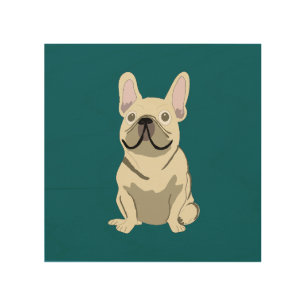Cream French Bulldog, I Love my Dog Wood Wall Art