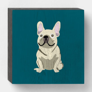 Cream French Bulldog, I Love my Dog Wooden Box Sign