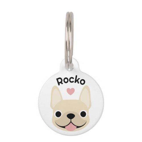 Cream French Bulldog ID Tag, Custom Pet ID Tag