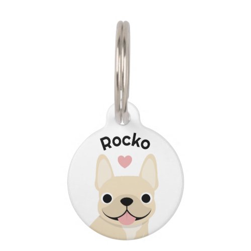 Cream French Bulldog ID Tag, Custom Pet ID Tag