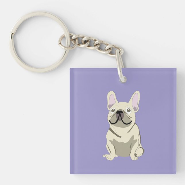 Cream French Bulldog,  Keychain (Front)