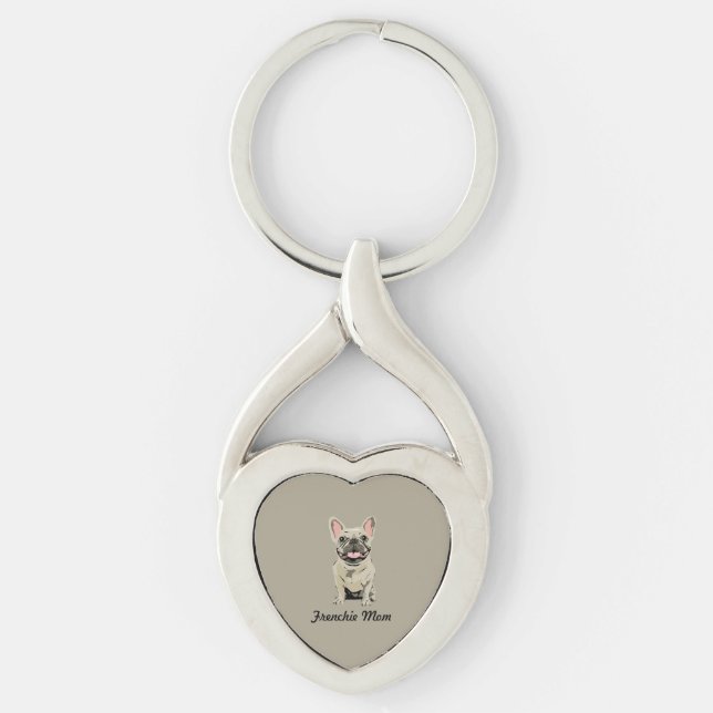 Cream French Bulldog Keychain (Front)