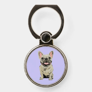 Cream French Bulldog Phone Ring Stand