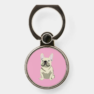 Cream French Bulldog Phone Ring Stand