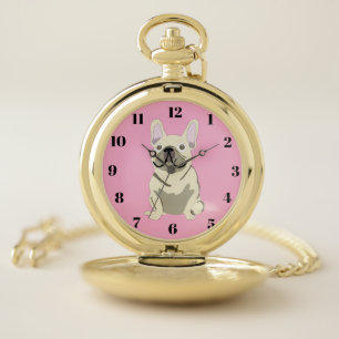 Cream French Bulldog Pocket Watch