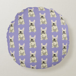 Cream French Bulldog, Round Pillow