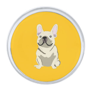 Cream French Bulldog Silver Finish Lapel Pin