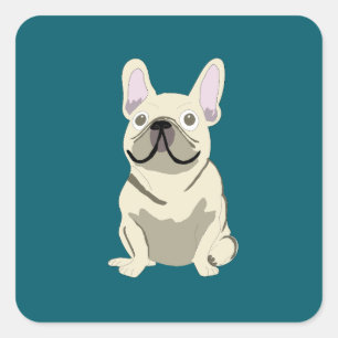 Cream French Bulldog Square Sticker