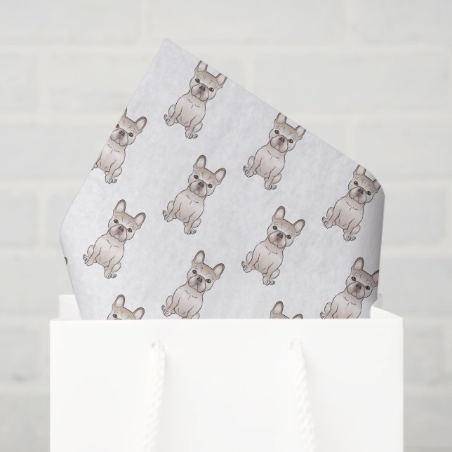 Cream Frenchie Cartoon Dog Pattern Tissue Paper (Gift Bag)