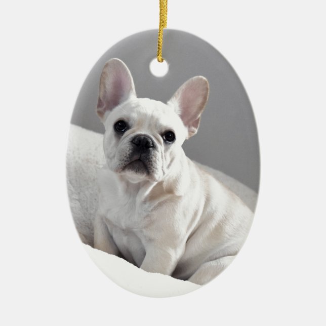 Cream Frenchie Ceramic Ornament (Front)