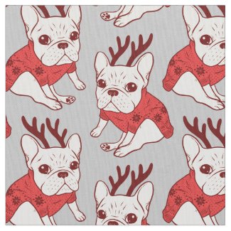 Cream Frenchie in Christmas Sweater Fabric