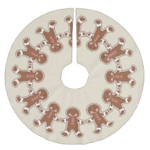 Cream Gingerbread Boys Christmas Tree Skirt