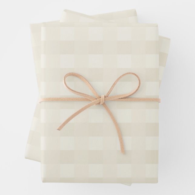 Cream Gingham Pattern Wrapping Paper (In situ)