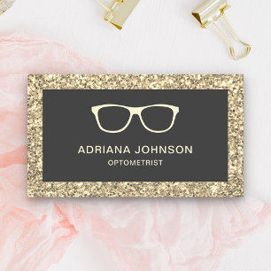 Cream Glitter Eyeglasses Eye Doctor Optometrist Business Card