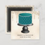 Cream Glitter Teal Tufted Cake Bakery Square Business Card