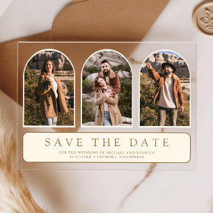 Cream Gold Arch 3 Photo Wedding Save the Date