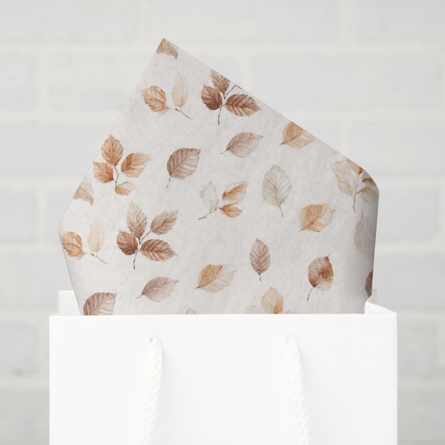 Cream Gold Autumn Leaves Tissue Paper (Gift Bag)