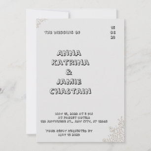 Cream Gold Black Minimalist Elegant Wedding Invita Invitation