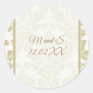 Cream Gold Damask wedding Stickers