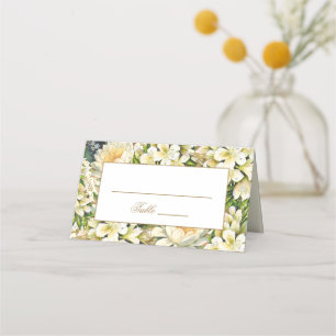 Cream Gold Floral Art Nouveau Wedding Place Card