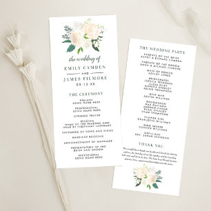 Cream Gold Floral Greenery Wedding Program