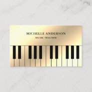 Cream Gold Foil Piano Keyboard Musician Pianist Business Card at Zazzle