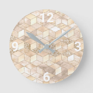 CREAM GOLD GEOMETRIC WALL CLOCK