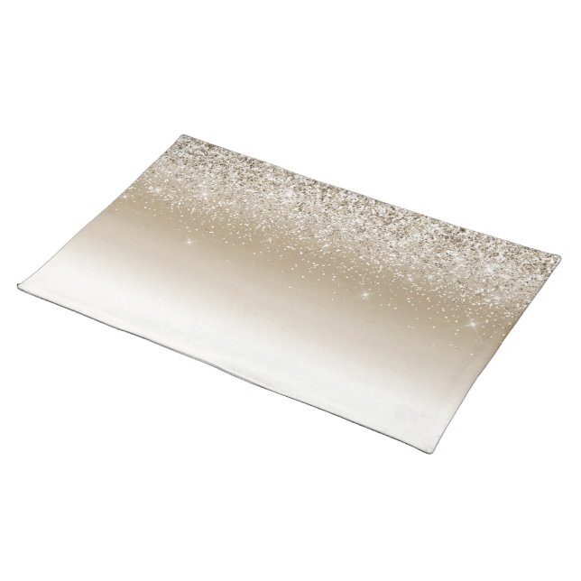 Cream Gold Glitz Glitter Bridal Shower Cloth Placemat (On Table)