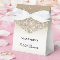 Cream Gold Glitz Glitter Bridal Shower Favor Boxes