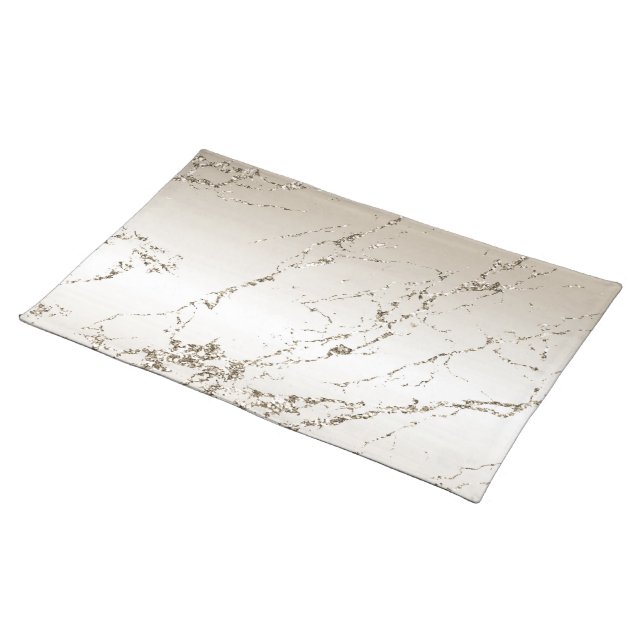 Cream Gold Glitz Marble Glitter Bridal Shower Cloth Placemat (On Table)